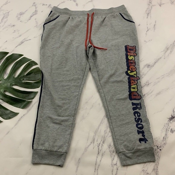 Disneyland Resort Womens Jogger Sweats Pants Plus Size 1x Gray Retro Logo - Picture 1 of 9